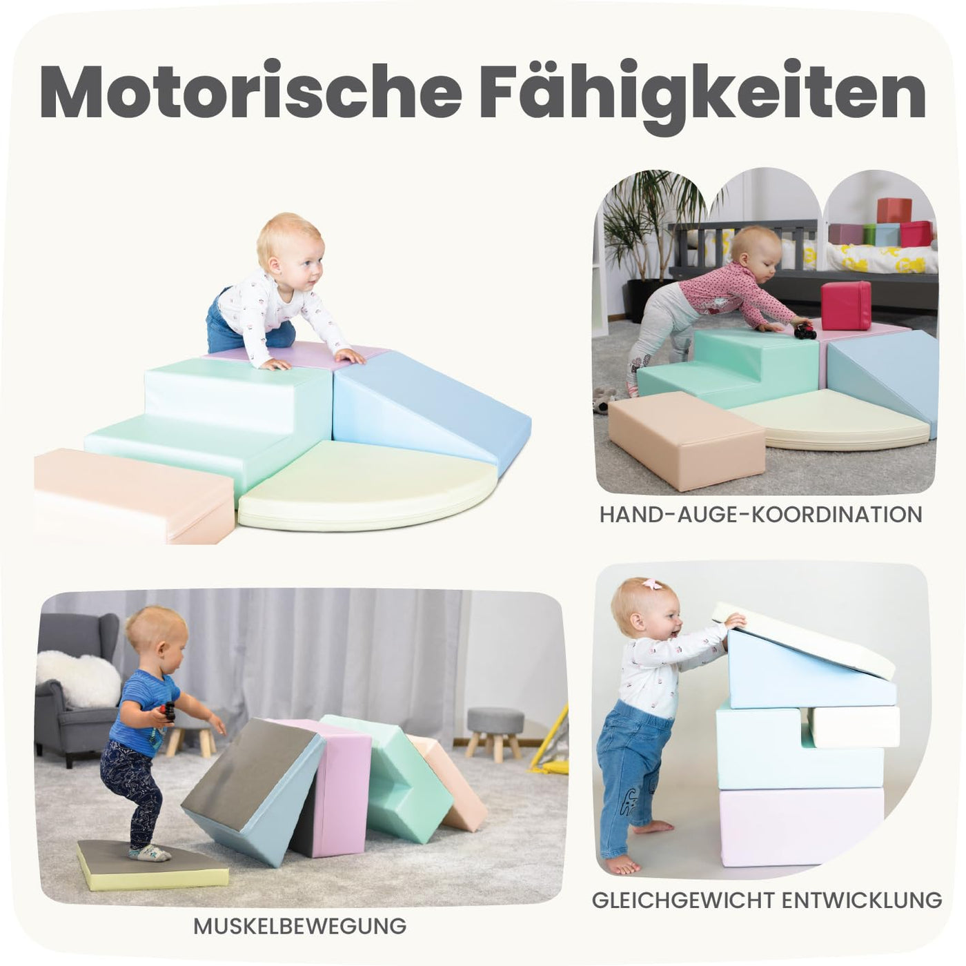 IGLU SOFT PLAY Corner Climber 5 STK Schaumstoff Bausteine Kinder und Baby zum Klettern Schaumstoffbausteine Kletterblöcke (Pastel)