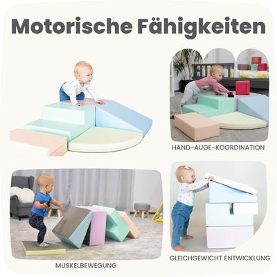 IGLU SOFT PLAY Corner Climber 5 STK Schaumstoff Bausteine Kinder und Baby zum Klettern Schaumstoffbausteine Kletterblöcke (Pastel)