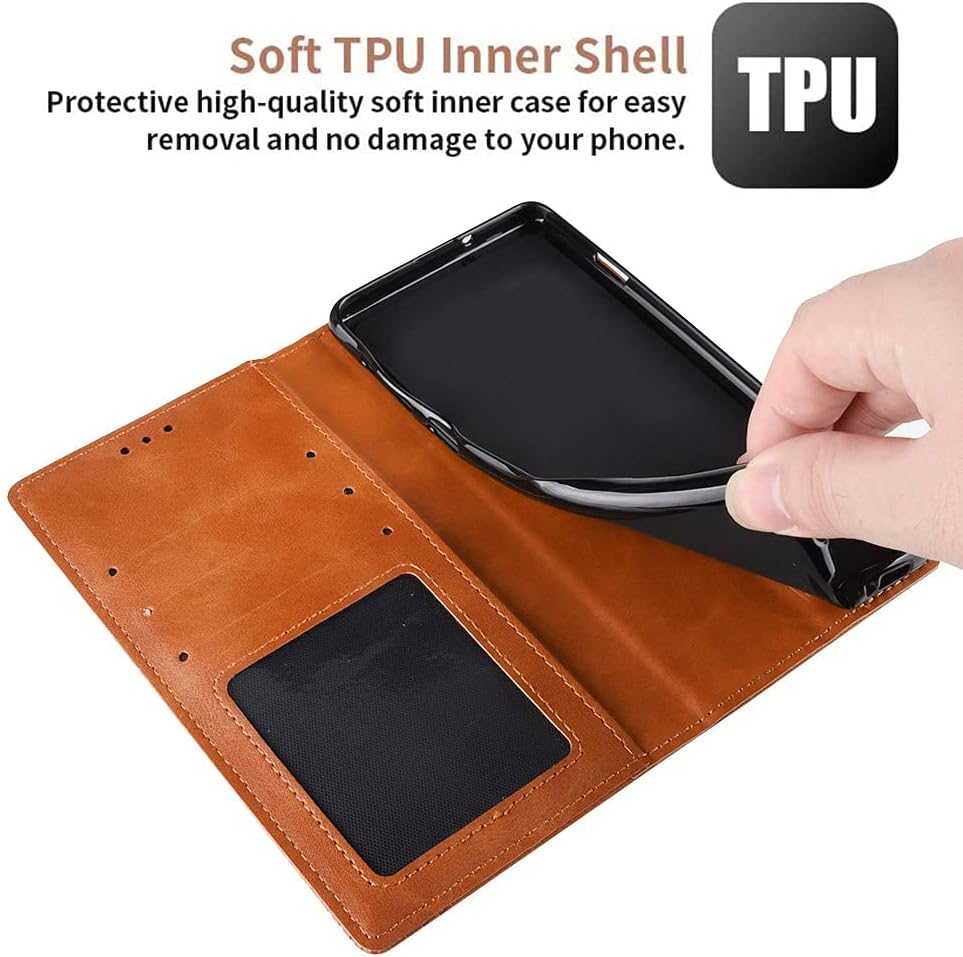 WBWONE Hülle für Samsung Galaxy A06, Premium TPU/PU Leder Klappbar Schutzhülle Tasche Handyhülle mit Standfunktion & Kartensteckplätzen, Schwarz