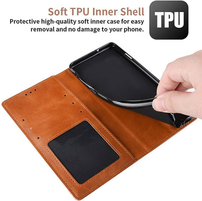 WBWONE Hülle für Samsung Galaxy A06, Premium TPU/PU Leder Klappbar Schutzhülle Tasche Handyhülle mit Standfunktion & Kartensteckplätzen, Schwarz