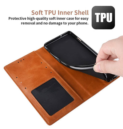 WBWONE Hülle für Samsung Galaxy A06, Premium TPU/PU Leder Klappbar Schutzhülle Tasche Handyhülle mit Standfunktion & Kartensteckplätzen, Schwarz
