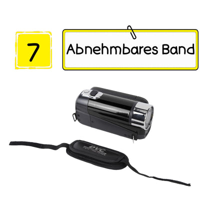 Kids Videokamera-Camcorder, 16x 1080P 30fps Vlogging Kamerarecorder mit Drehbarem 2,7-Zoll-TFT-Bildschirm, Class10 U3-Chip, Fülllicht, Eingebautem Lautsprecher, Support 32GB Expandable(Schwarz)