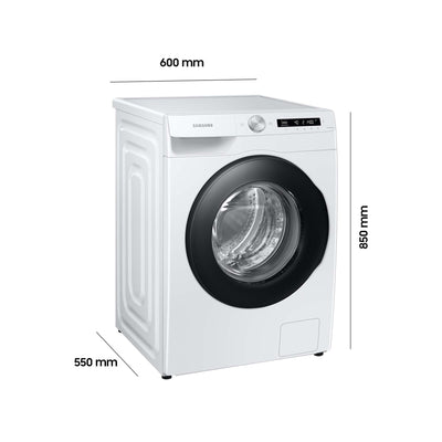 Samsung WW90T504AAWCS2 Waschmaschine, 9 kg, 1.400 U/min, Extra energiesparend, EEK: A (-10 %), AI Ecobubble, AI Control, SmartThings App und AI Energy Mode, Hygiene-Dampfprogramm, Weiß