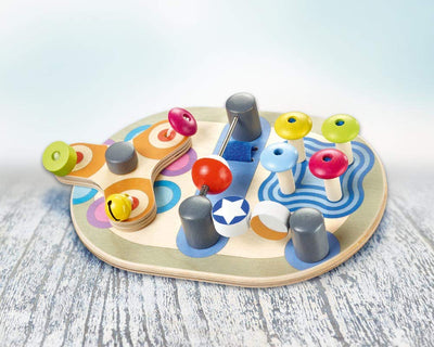 Selecta 62064 Spintivity, Motorikbrett aus Holz, 20 cm, Spinitivity