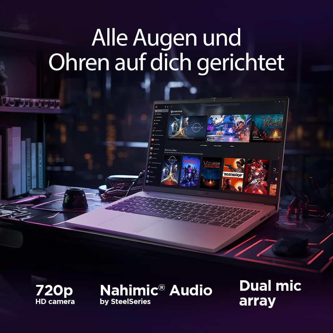 Lenovo LOQ Essential Gaming AI Laptop | 15.6" Full HD 144Hz Display | NVIDIA GeForce RTX 4050 | Intel Core i7-12650HX | 16GB RAM | 1TB SSD | Win11 | QWERTZ | Luna Grau | 3 Monate GamePass