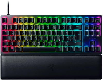 Razer Huntsman V2 Tenkeyless (Purple Switch) - Optische Gaming-Tastatur ohne Ziffernblock (Klickende Optische Switches, Doubleshot PBT-Tastenkappen, Handballenauflage) QWERTZ DE-Layout | Schwarz
