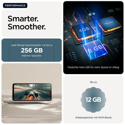 Motorola Moto g06 Smartphone (Kratzfestes 6,88"-HD+-Display Dank Corning Gorilla Glass 3, wasserabweisend, 50-MP-Kamera, 4/256 GB, 5100 mAh, TurboPower-Aufladen) Pantone Tapestry, inkl. Schutzcover