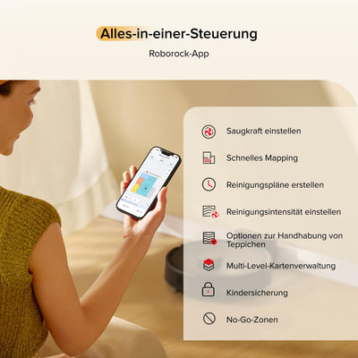 roborock Q7 M5 Saugroboter mit Wischfunktion, 10.000Pa Starker Saugkraft, Dual Anti-Tangle-System, 150Min Laufzeit, LiDAR Navigation, Staubsauger Roboter für Teppich, Tierhaare, APP Steuerung(Schwarz)