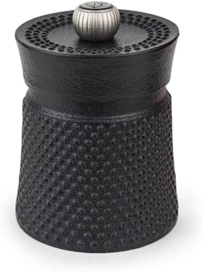 PEUGEOT - Geschenkset Bali Palais des Épices - Pfeffermühle 8 cm aus Gusseisen + Salzbehälter aus Gusseisen + Bambustablett - Klassische Mahlgradeinstellung - Schwarz/Naturfarben