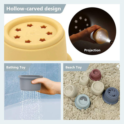 Mini Tudou 8 Stück Stapelbecher, Schichtenspielzeug, Baby Badespielzeug& Spielzeug Bauen für die frühe pädagogische Entwicklung Bestes Lernspielzeug Geschenk für 6 Monate + Jungen & Mädchen