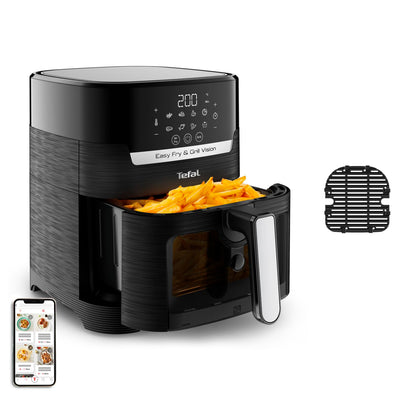 Tefal EY5068 Easy Fry & Grill Vision Heißluftfritteuse | 4,2 L Kapazität | 2-in-1 Technologie | Sichtfenster | Extra Crisp-Technologie | energiesparend | Touchscreen | Schwarz