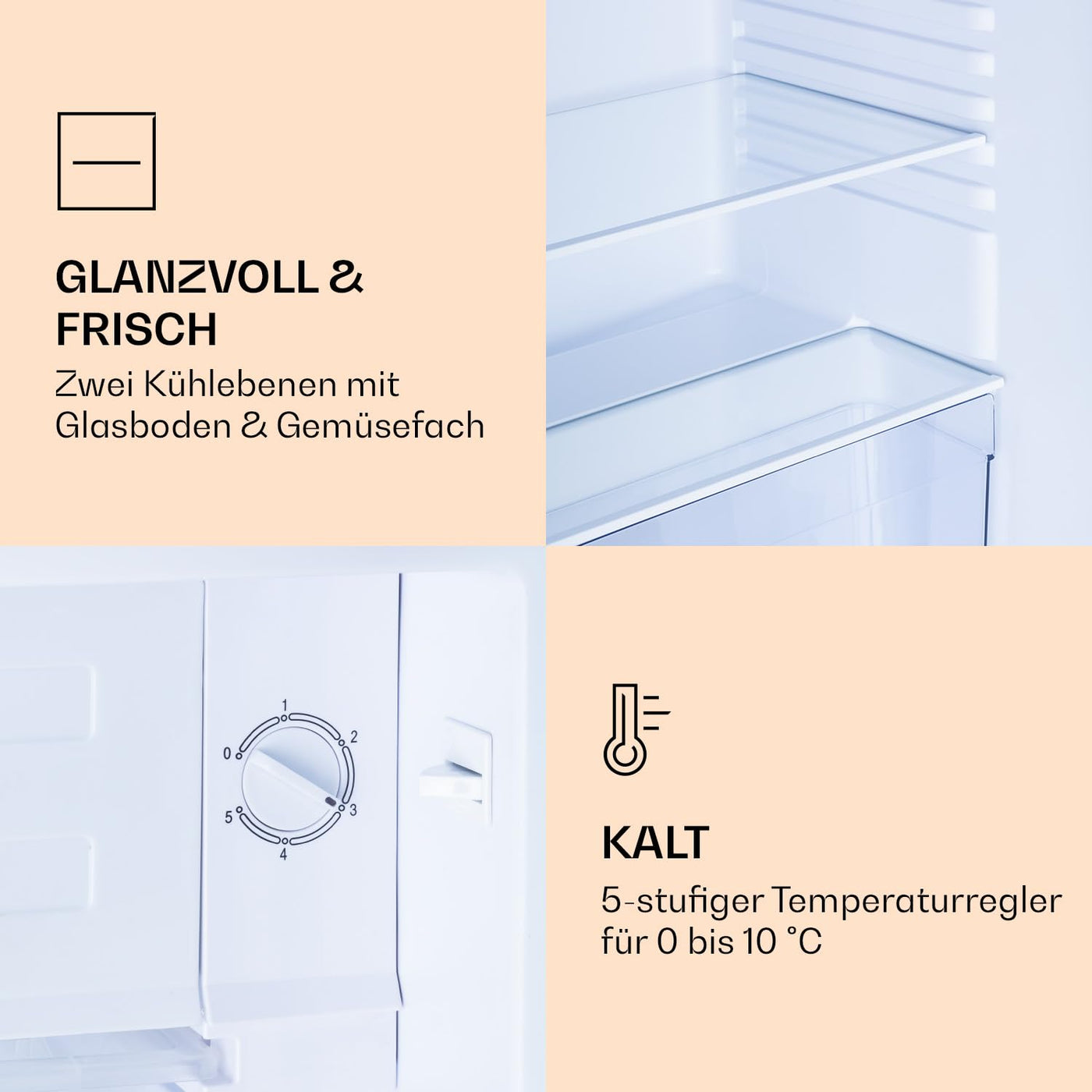 Klarstein CoolArt Kühl-Gefrier-Kombination - Kühlschrank mit 2 Kühl-Ebenen, Design-Front, Thermostat mit 5 Stufen, 0 bis 10 °C, Fassungsvermögen: 79 Liter, Motiv: Wald