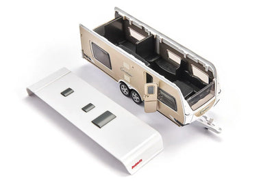 siku 2542, PKW mit Wohnwagen, Figuren und Campingausstattung, 1:55, Metall/Kunststoff, Mehrfarbig