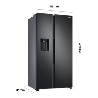 Samsung RS6GA8521B1/EG Side-by-Side Kühlschrank, 178 cm, 634 ℓ, 225 ℓ Gefriervolumen, Space Max Technologie, Premium Black Steel