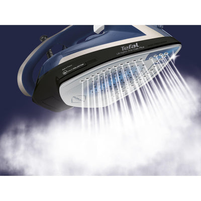 Tefal Ultragliss Plus Anti-Kalk Dampfbügeleisen, 2800 Watt, abnehmbarer Kalk-Kollektor, 50 g/Min. Dampfabgabe, 260 g/Min. Dampfstoß, Abschaltautomatik, Made in France, blau/weiß, FV6846