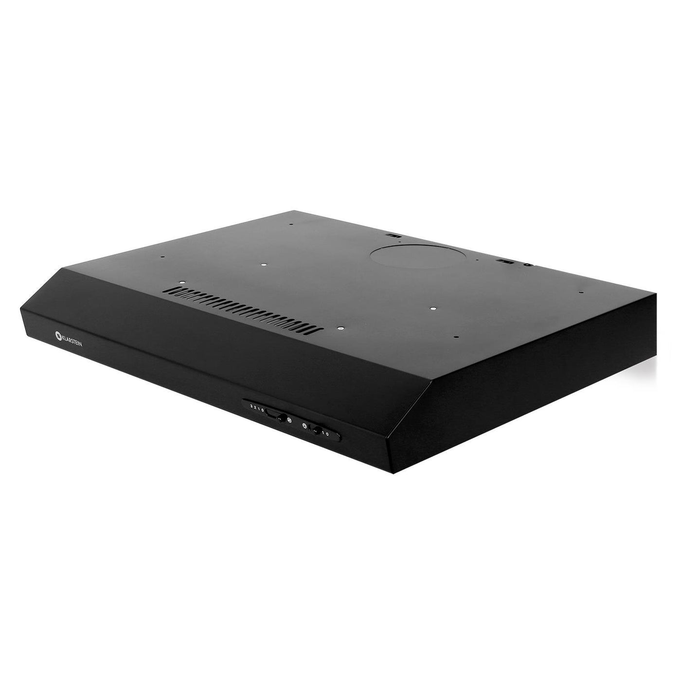 Klarstein UW60BL Wandmontage Dunstabzugshaube, Unterbauhaube, Abzugshaube, Wandhaube, Energieeffizienzklasse C, 60 cm, Abluft- / Umluftbetrieb, bis zu 210 m³/h max. Abluftleistung, Edelstahl, schwarz