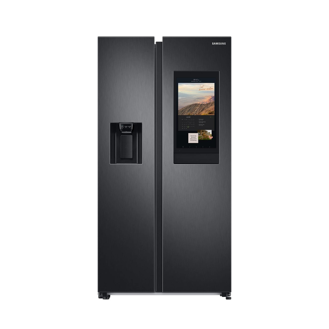 Samsung RS6HA8891B1/EG Side-by-Side Kühlschrank, 178 cm, 614 ℓ, 225 ℓ Gefriervolumen,Family Hub, Premium Black Steel