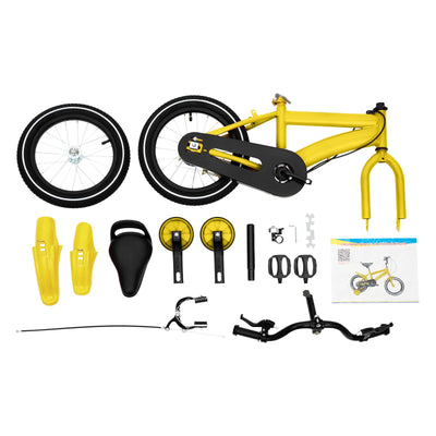 TFIANYNI Kinderfahrrad 14 Zoll, Kohlenstoffstahl Fahrrad 14 Zoll Mit Stützräder Abnehmbare, Fahrrad Für Kinder 100-115cm, Max Tragfähigkeit 50kg, Kinderrad Geschenke (Gelb)