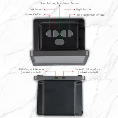 22MP Diascanner - Fotoscanner mit 5 "LCD Display, Negativscanner und Dia Scanner zum Digitalisieren Konvertiert 35mm, 135, 126 KPK, 110 Negative und Super 8-Film in Hochauflösende JPEG-Digitalfotos