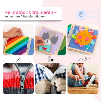 Jolly Designs – Mini Quiet Book Magischer Vogel – Montessori Spielzeug ab 18 Monaten – Motorik & Kreativität fördern – Busy Book aus Filz – Handgefertigtes Filzbuch – Perfekt für unterwegs & Reisen