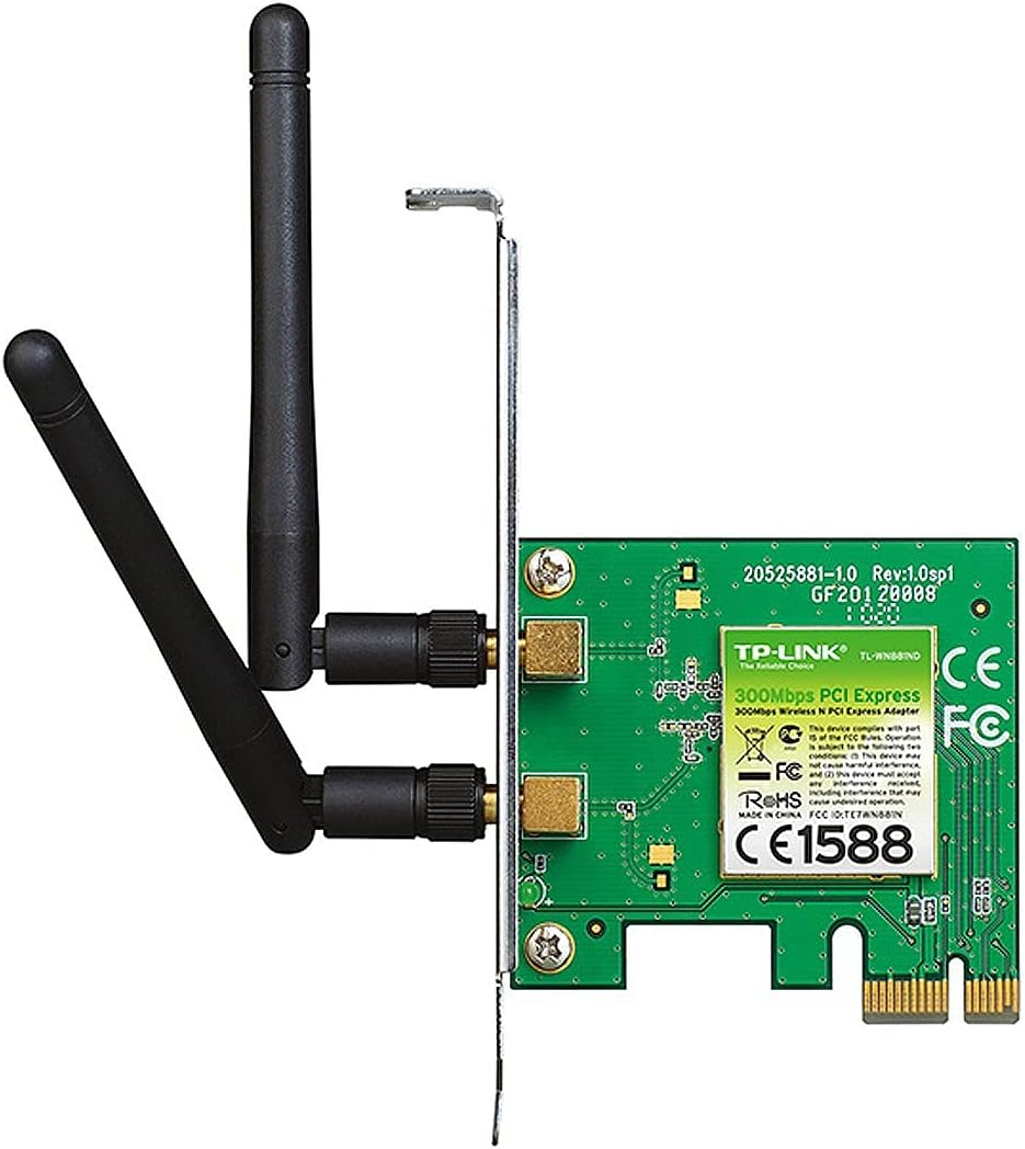 TP-Link 300 Mbps Wireless N PCI Express Adapter, PCIe Network Interface Card for Desktop, Low-Profile Bracket Included, Supports Windows 10/8.1/8/7 & Linux,Black (TL-WN881ND)