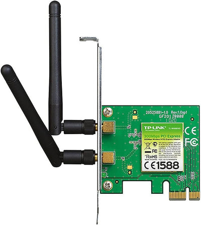 TP-Link 300 Mbps Wireless N PCI Express Adapter, PCIe Network Interface Card for Desktop, Low-Profile Bracket Included, Supports Windows 10/8.1/8/7 & Linux,Black (TL-WN881ND)