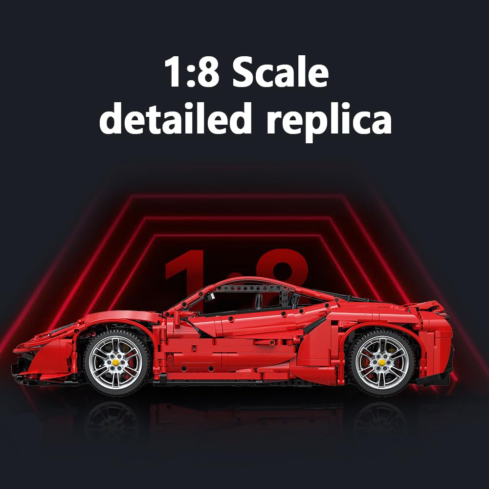 CaDA Master C61042w Supercar 488 Klemmbausteine,3187/pcs Technik Groß Ferngesteuert Auto 1:8 Bausteine,MOC Sportwagen Modell Spielzeug für Erwachsene und Jugendliche