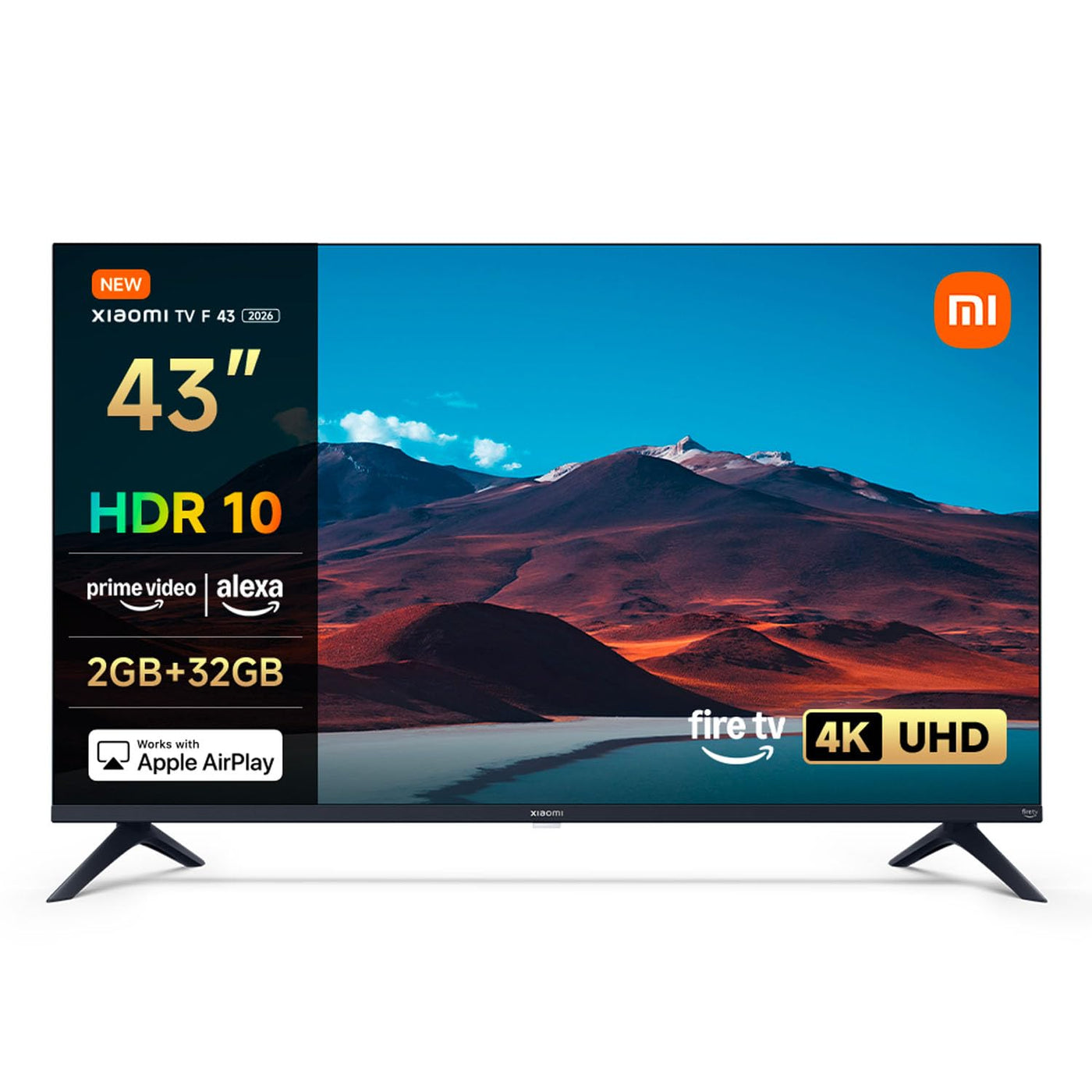 Xiaomi F, 43 Zoll (109 cm), 4K UHD, Smart TV, Fire TV, Triple Tuner DVB-C/S/S2/T/T2,HDR10, MEMC,Sprachsteuerung mit Alexa, 2GB+32GB, Kompatibel mit Apple AirPlay