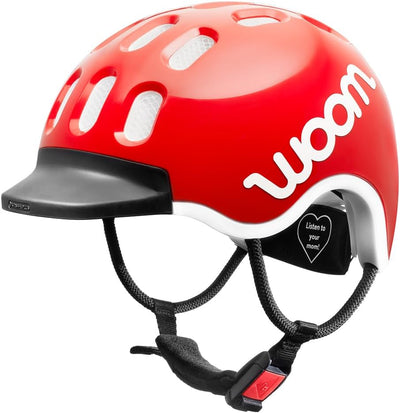 woom Kids Helm, Fahrradhelm für Kinder, mit Visier, für Jungen und Mädchen, 53–56 cm, Größe M, Verstellbar, Aufprallschutz, Rot (woom red)