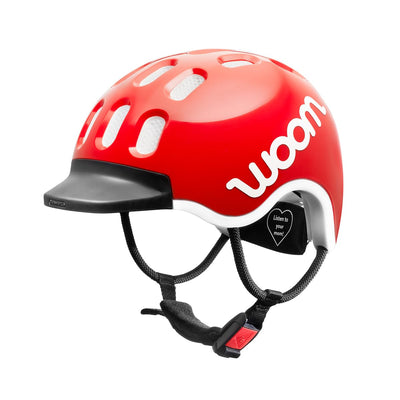 woom Kids Helm, Fahrradhelm für Kinder, mit Visier, für Jungen und Mädchen, 53–56 cm, Größe M, Verstellbar, Aufprallschutz, Rot (woom red)