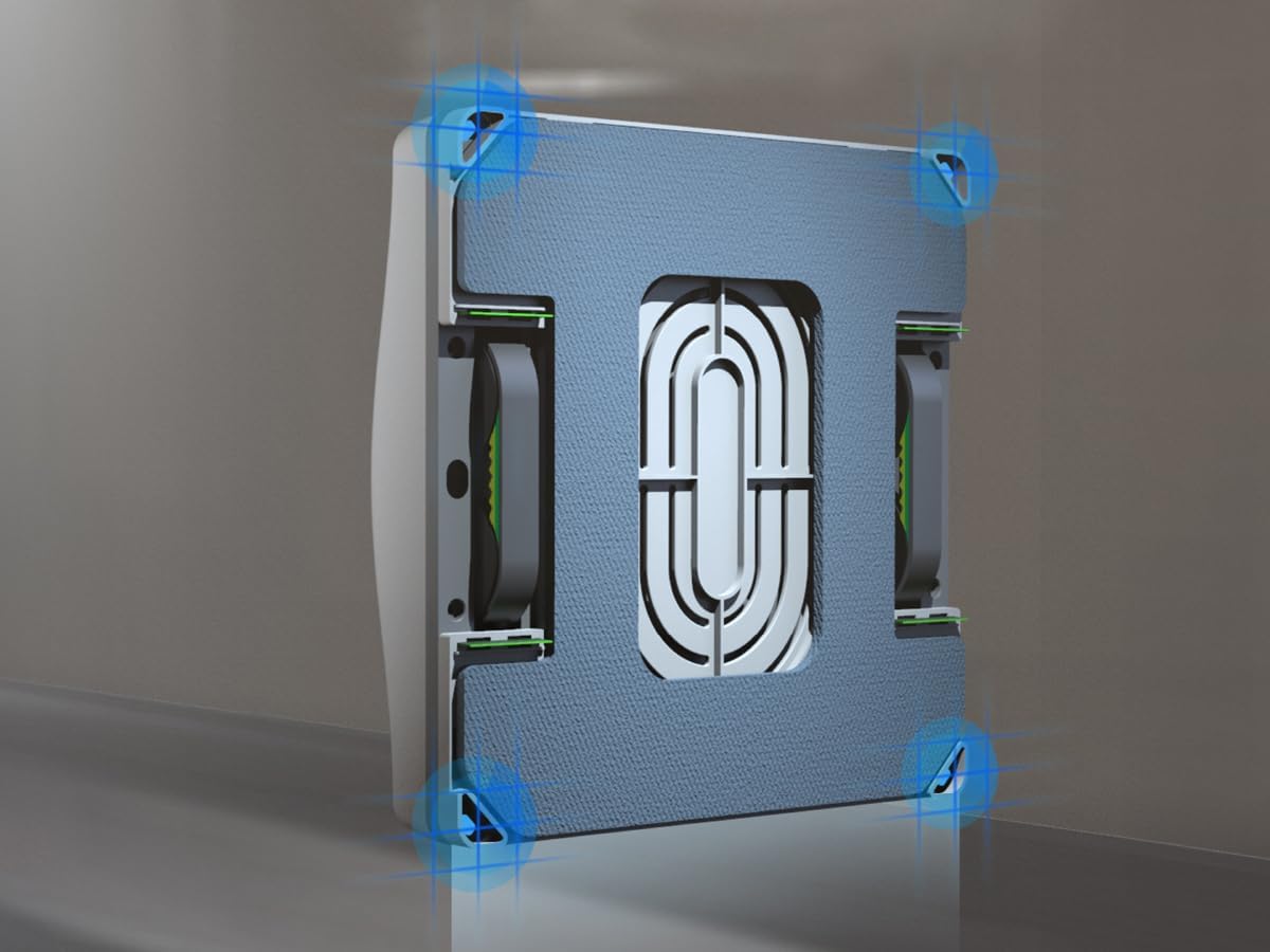 Hutt W8 Fensterputzroboter mit 2-Fach Sprühsystem (80ml Tank, max 3800Pa Saugleistung, Kanten- und Hinderniserkennung, Für Glas, Fliesen, Wintergärten, Spiegel etc, Sicherungsseil, 4x Reinigungstuch)