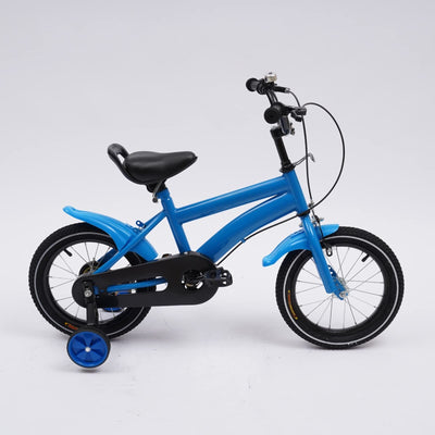 SHZICMY Kinderfahrrad 14 Zoll MäDchen/Jungen, Fahrradtasche Mountainbike Kinder, Mountainbikes für Kinder von 3-6 Jahren, mit Abnehmbare Stützräder Laufräder (blau)