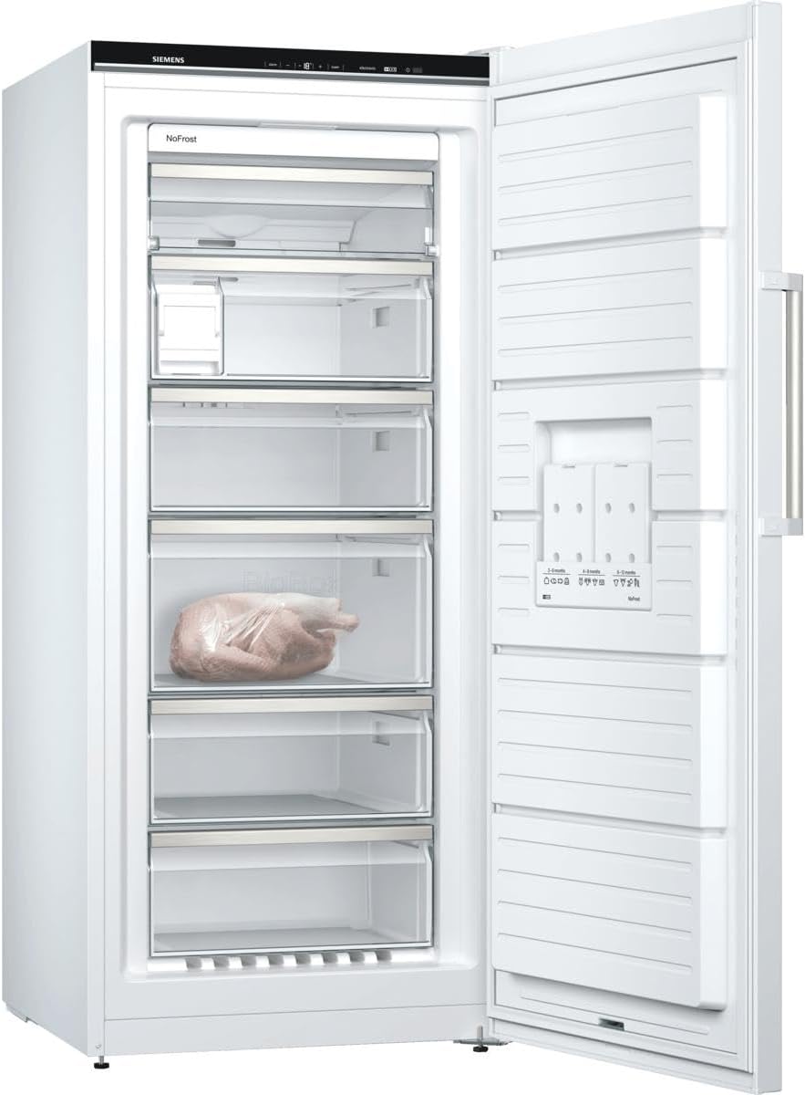 Siemens GS51NAWCV iQ500 Gefrierschrank, 161 x 70 cm, 289 L, noFrost nie wieder abtauen, bigBox Platz für großes Gefriergut, varioZone flexible Glas-und Schubladen