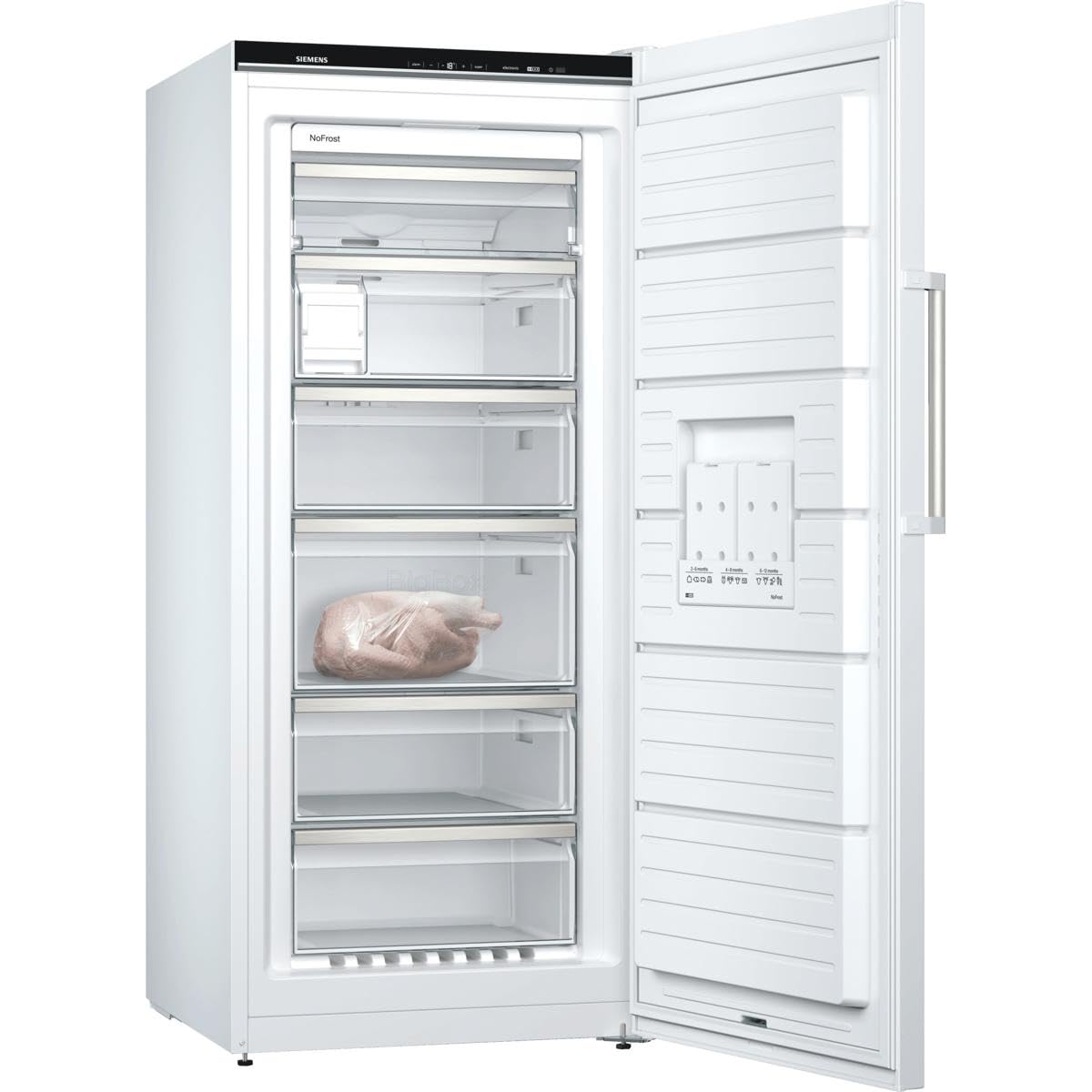Siemens GS51NAWCV iQ500 Gefrierschrank, 161 x 70 cm, 289 L, noFrost nie wieder abtauen, bigBox Platz für großes Gefriergut, varioZone flexible Glas-und Schubladen