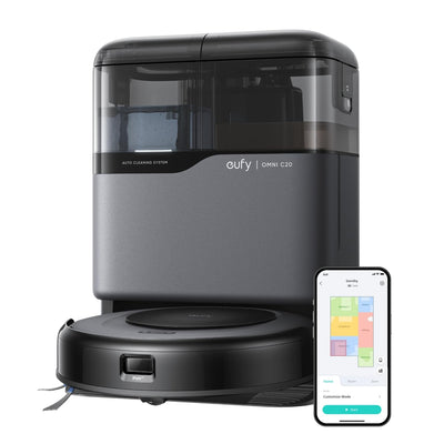 eufy Saugroboter Omni C20 mit All-in-One-Station, Auto-Entleerung, Auto-Wasch- und Trocknungsfunktion, 7.000Pa Starke Saugleistung, 8,5cm Ultraflaches Design, Staubsauger Roboter mit Wischfunktion