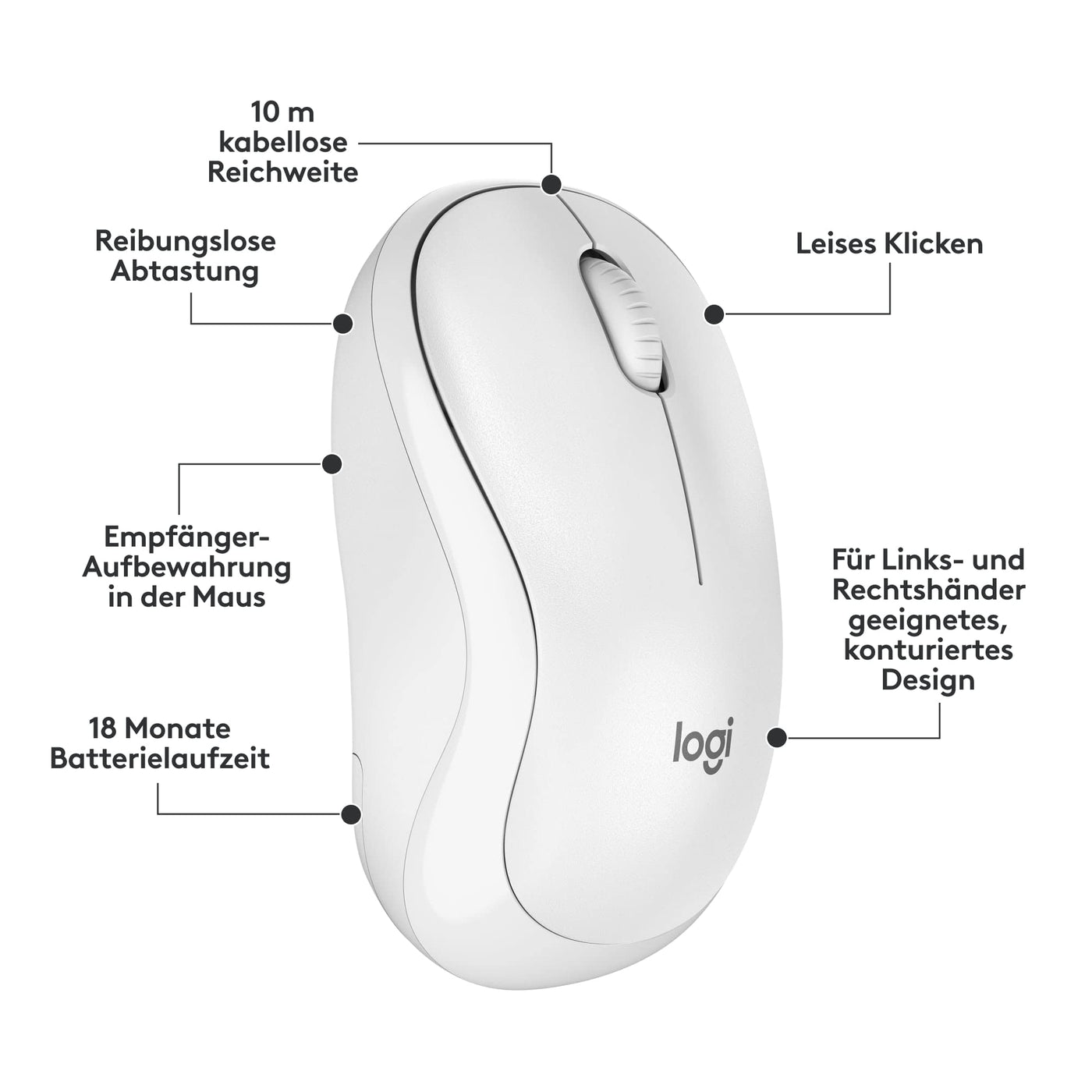 Logitech MK295 kabelloses Tastatur-Maus-Set mit SilentTouch-Technologie, Shortcut-Tasten, optischer Spurführung, Nano USB-Empfänger, verzögerungsfreier Drahtlosverbindung, QWERTZ layout- Weiß