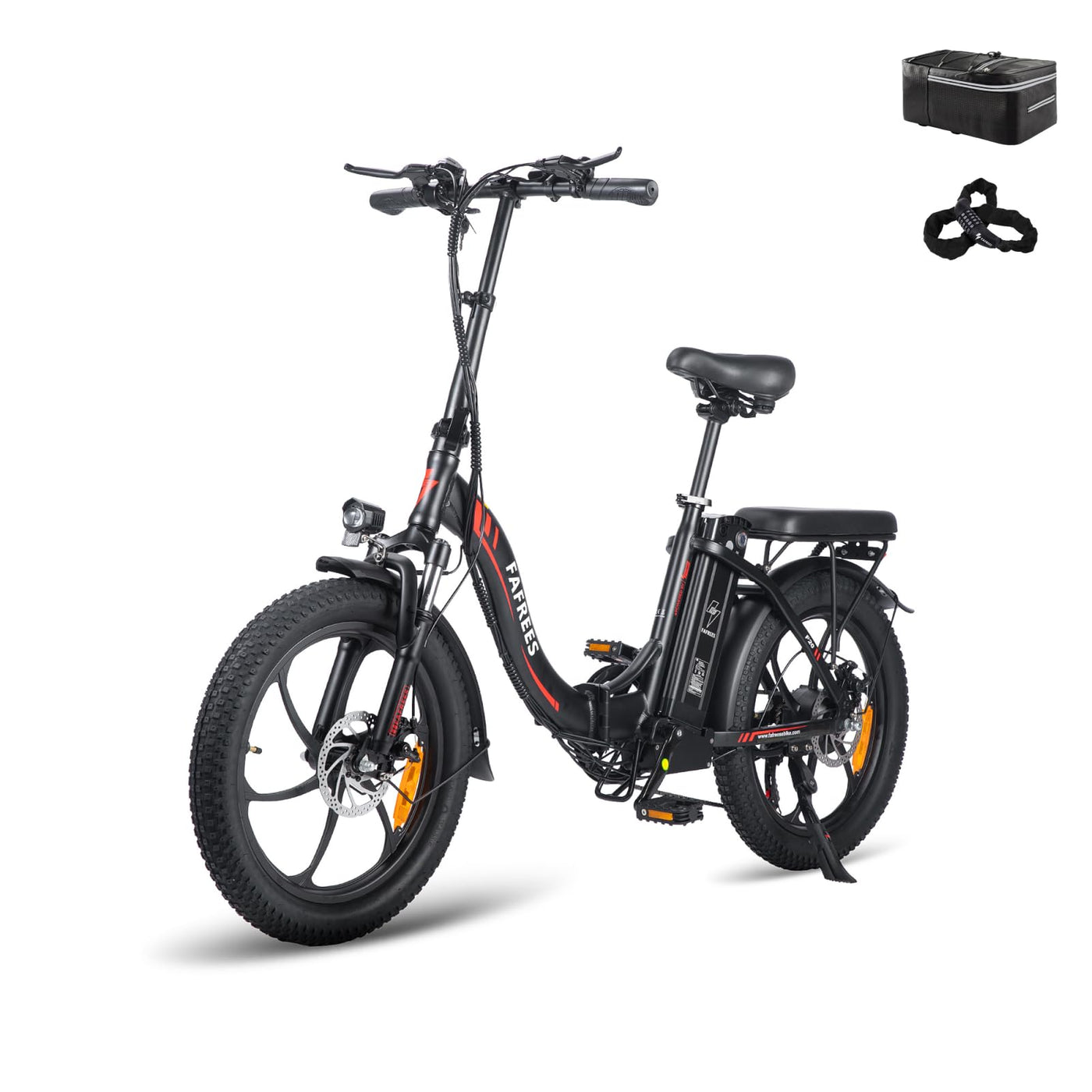Fafrees F20 E-Bike Klapprad Elektrofahrrad 250W 36V 16AH Akku mit Superkapazität 20 Zoll Faltbares City Bike E-Mountainbike 20"*3.0 Fat Tire Tragfähigkeit 130kg (Schwarz Stil 2)