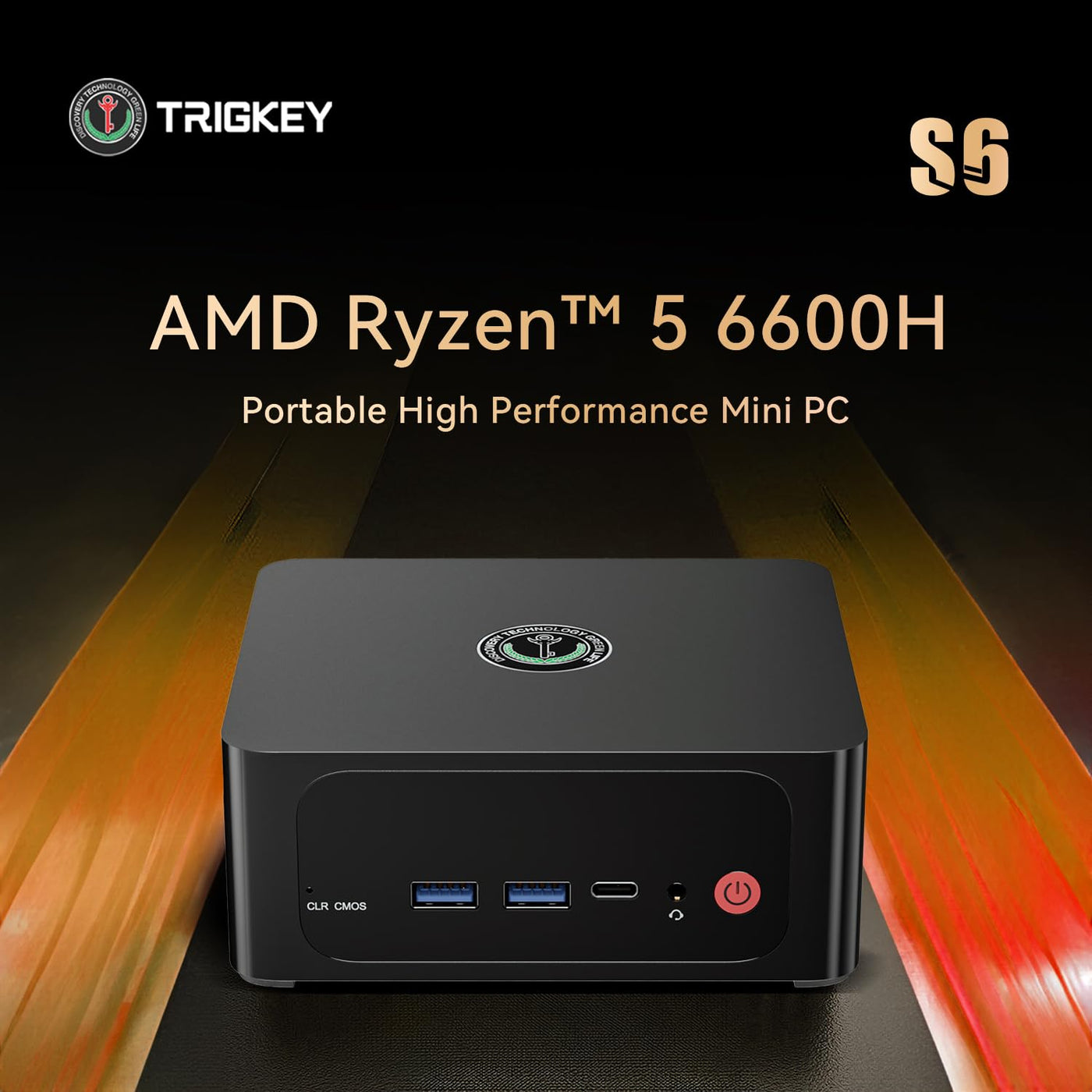 TRIGKEY Mini-PC AMD Ryzen 5 6600H (Bis zu 4,5 GHz, 6C/12T), 16 GB DDR5 RAM + 500 GB ROM SSD PCIe 4.0/HDMI/DP/Typ-C/WiFi 6/BT5.2