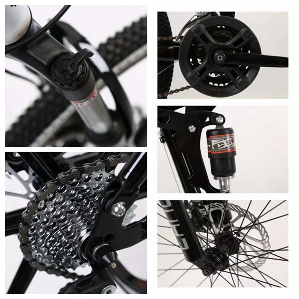 Wmmner Faltbares Mountainbike 24/26 Zoll, Mtb-Fahrrad Mit 6 Cutterrad, Gelb/24-Stufige Schicht/26 Zoll