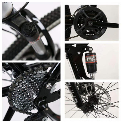 Wmmner Faltbares Mountainbike 24/26 Zoll, Mtb-Fahrrad Mit 6 Cutterrad, Gelb/24-Stufige Schicht/26 Zoll