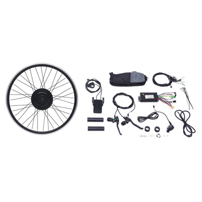 SuhoFutus Ebike Kit, 24 Zoll Ebike Umbausatz E-Bike Vorderrad Umbausatz Kit, Fahrrad Motor Kit mit Brushless Gear Motor 500W, 5-Gänge Gangverstellung, Anwendbar auf V Bremse/Scheibenbremse