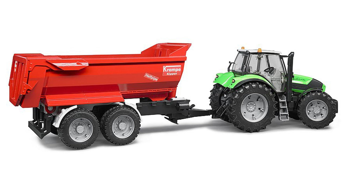 bruder 02225 - Krampe Tandem-Halfpipe-Kippanhänger - 1:16 Transportanhänger, Bordwandanhänger, Muldenkipper, Traktorzubehör, Landwirtschaft, Bauernhof