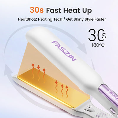 Faszin Professionelles Ionen Glätteisen, 42mm Breite Titanplatten Haarglätter für einen glatten Stil, weniger Haarbruch, 30s Schnelles Aufheizen, 11 Temperatureinstellungen, 130°C-230°C