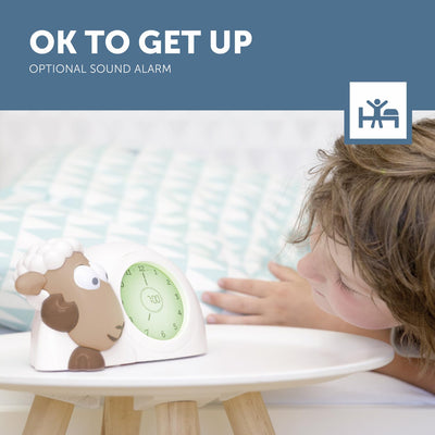 Zazu Sam The Lamb Uhr – Schlafcoach Uhr und Nachtlicht für Kinder | Bringt Ihrem Kind mit visuellen Indikatoren bei, wann es aufwachen soll | Einstellbare Helligkeit | Automatische Abschaltung (Braun)