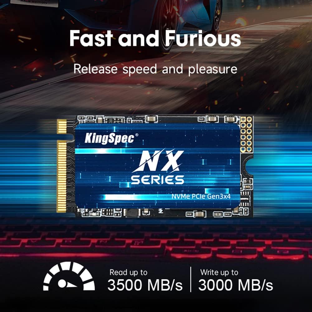 KingSpec 128GB M.2 2242 NVMe SSD - Up to 2200 MB/s Read Speed, PCIe 3.0 SSD with 3D NAND Flash, Compatible with PC, Laptop and Desktop