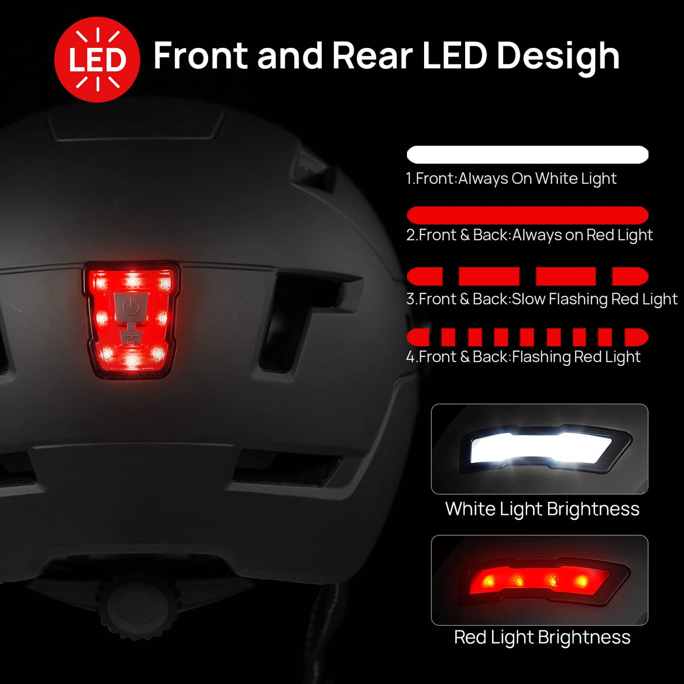 ILM Fahrradhelm mit Visier und LED Licht Mountain&Road Fahrradhelme für Damen und Herren Fahrradhelm für Pendeln in der Stadt E3-10L，schwarz L-XL