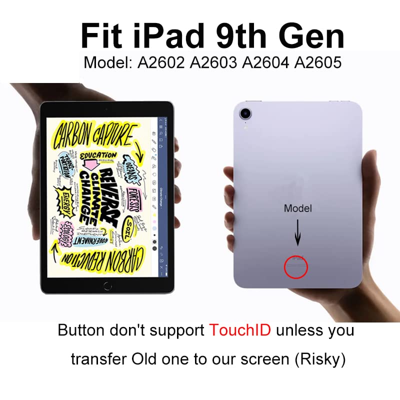 JPUNG Digitizer für iPad 9 Display Touchscreen 10.2'' 2021,für 9. Gen A2602 A2603 A2604 A2605 Ersatz Bildschirm,mit Home-Button+Videoanleitung,Toolset