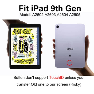 JPUNG Digitizer für iPad 9 Display Touchscreen 10.2'' 2021,für 9. Gen A2602 A2603 A2604 A2605 Ersatz Bildschirm,mit Home-Button+Videoanleitung,Toolset