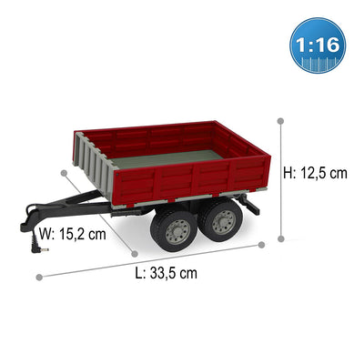 JAMARA 413108 - Kipper für RC-Traktor 1:16 - ferngesteuerte Kippmulde hoch/runter, Anhängerkupplung vorne, Klappbare Bordwände, Rot