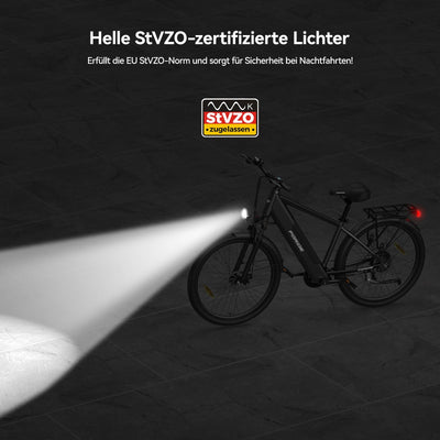 Foride Roamer 1 27,5" E-Bike für Erwachsene, 7 Gang Elektrofahrrad mit Austauschbarem 36V 13Ah Akku, 250W Motor, 25 km/h und 100km Reichweite E-Bike Damen Herren für Städtische Pendler